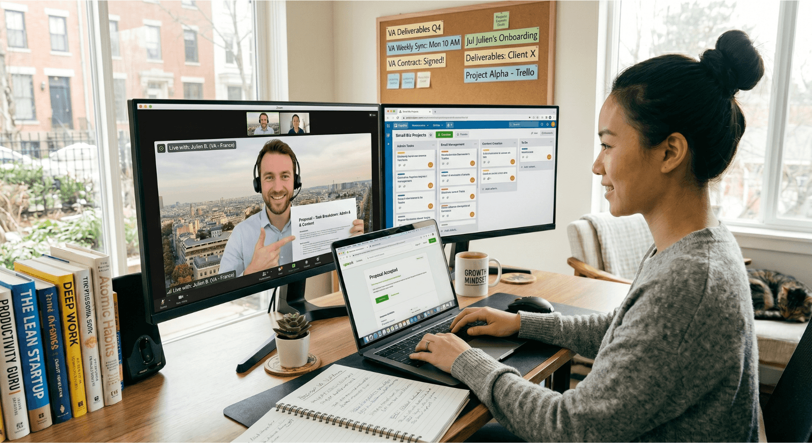 Business owner choosing a beginner virtual assistant for support